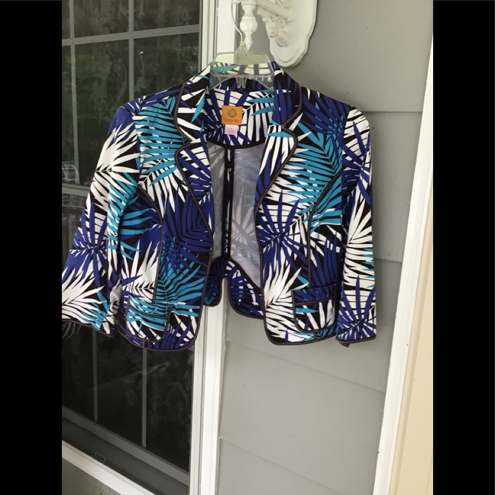 Women Ruby Rd Jacket.beautiful Size 10 nwot blue,white aqua brown